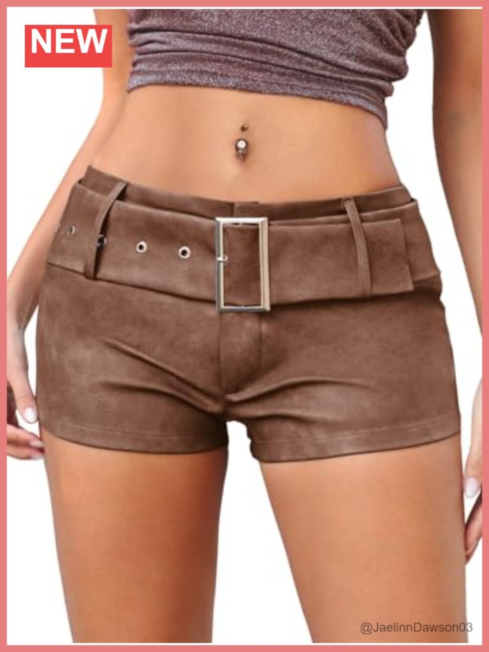 Faux Leather Low Rise Mini Shorts Wide Belt High Stretch Club Outfit
